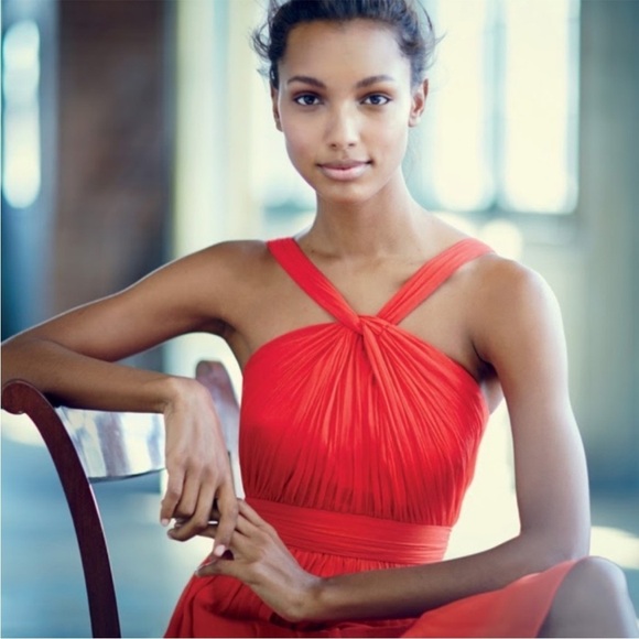 J. Crew Dresses & Skirts - J.Crew Sinclair Silk Halter 0P Vivid Poppy Red Wedding Guest Cocktail Dress